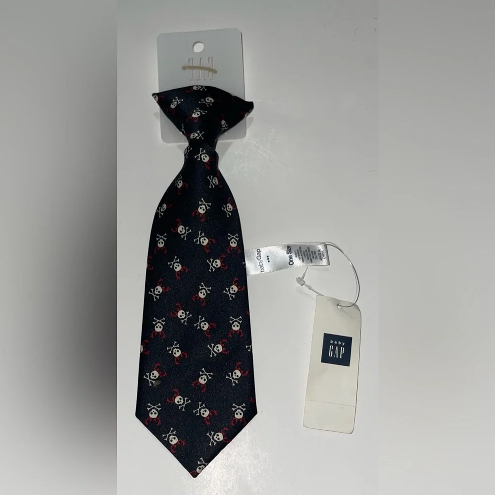 The GAP Kids Black Skulls & Bones Neck Tie, One Size
